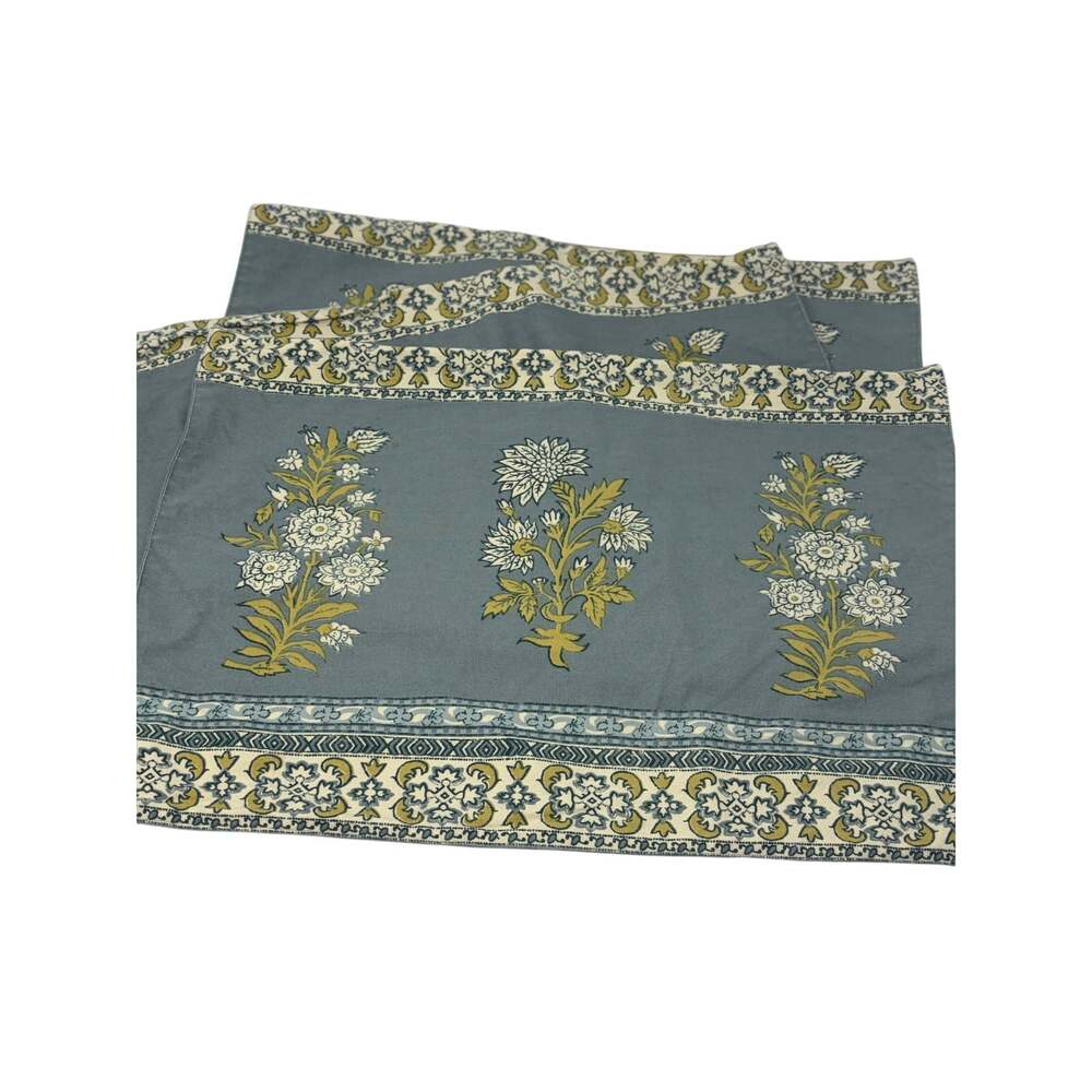 Pottery Barn place mats set of 4 block print Indian blue